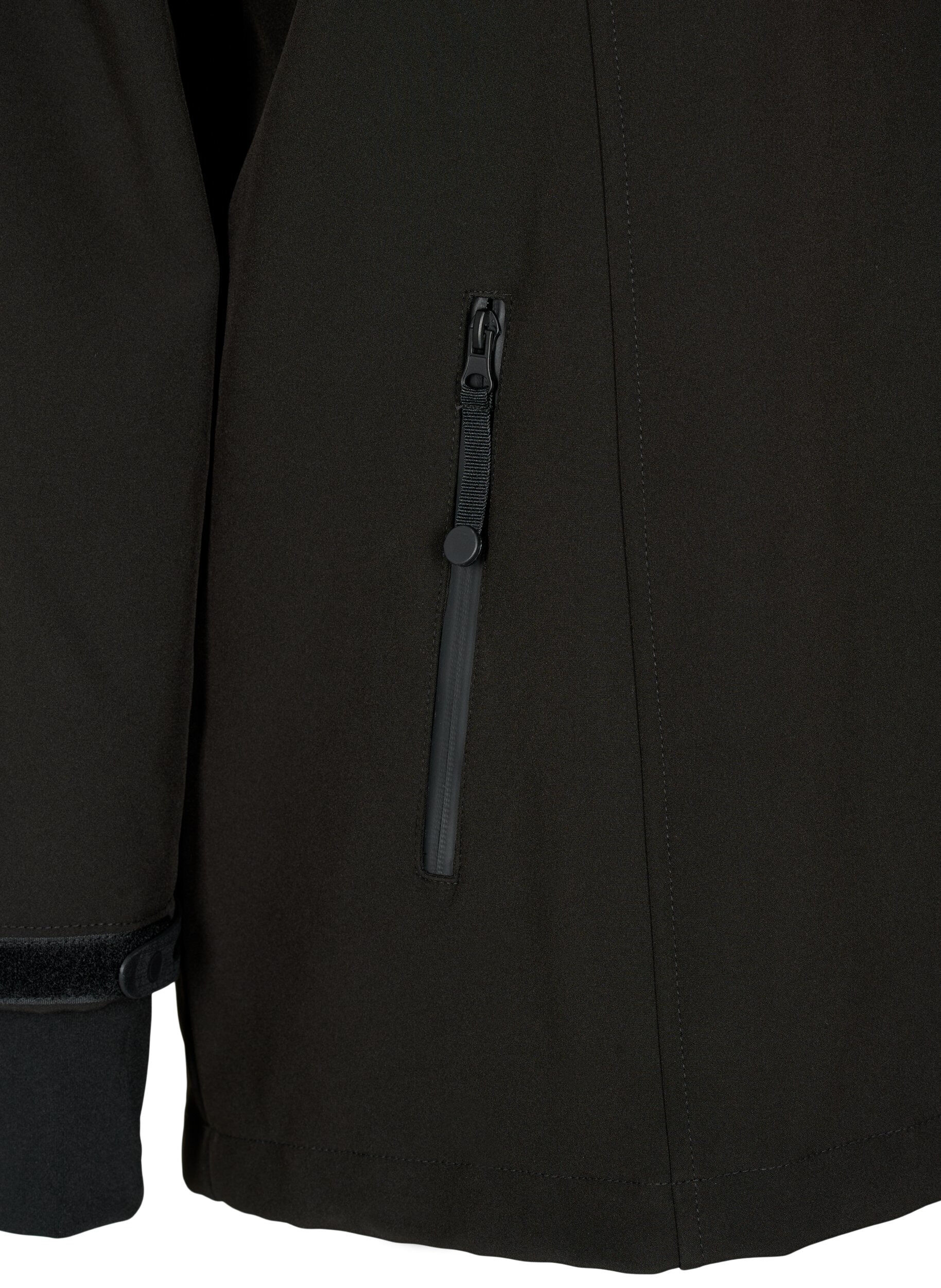 ZizziKort softshell jakke med aftagelig h&aelig;tte, Sort, Packshot image number 3