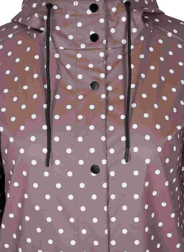 Prikket regnjakke med hætte, Iron W/White dot, Packshot image number 2
