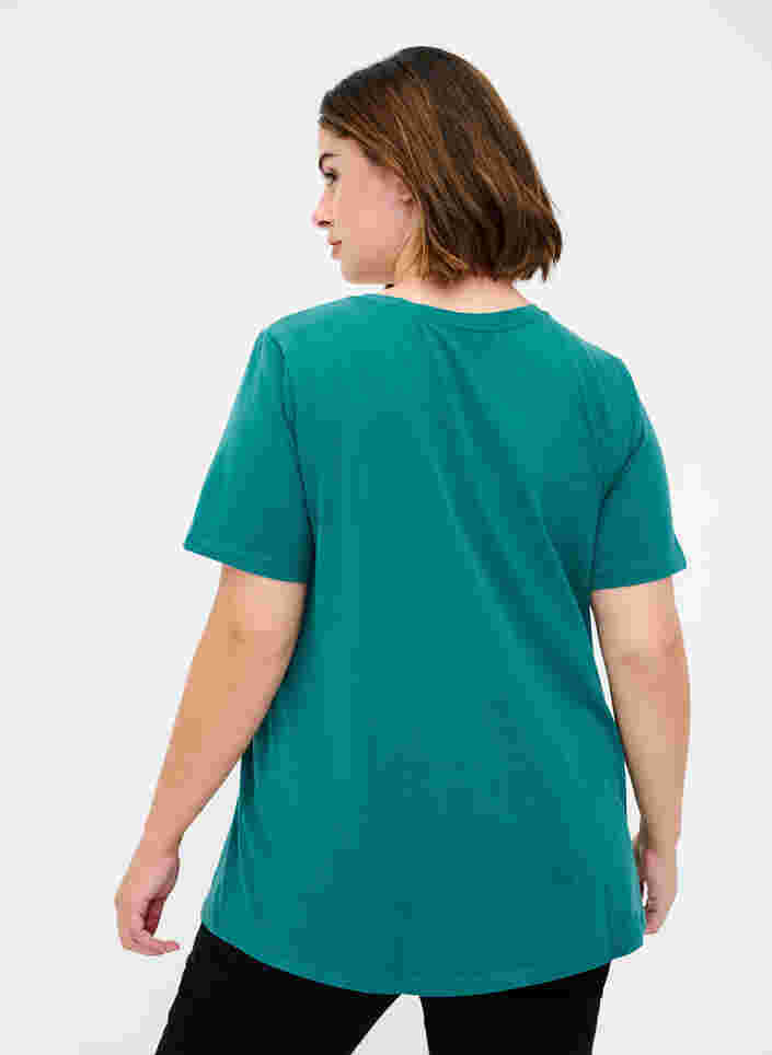 Basis t-shirt med v-hals, Pacific, Model image number 1