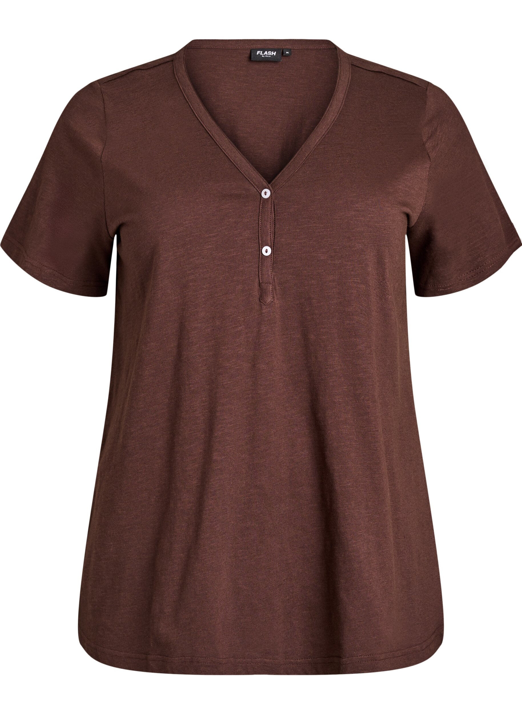 ZizziT-shirt med knapdetalje, Brun, Packshot image number 0