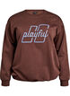 Sweatshirt med broderet tekst, Brun, Packshot image number 0