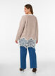 Strikbluse med raglan&aelig;rmer og bred blondekant, Beige, Model image number 2