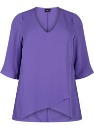 Bluse med 3/4 ærmer og v-hals, Ultra Violet