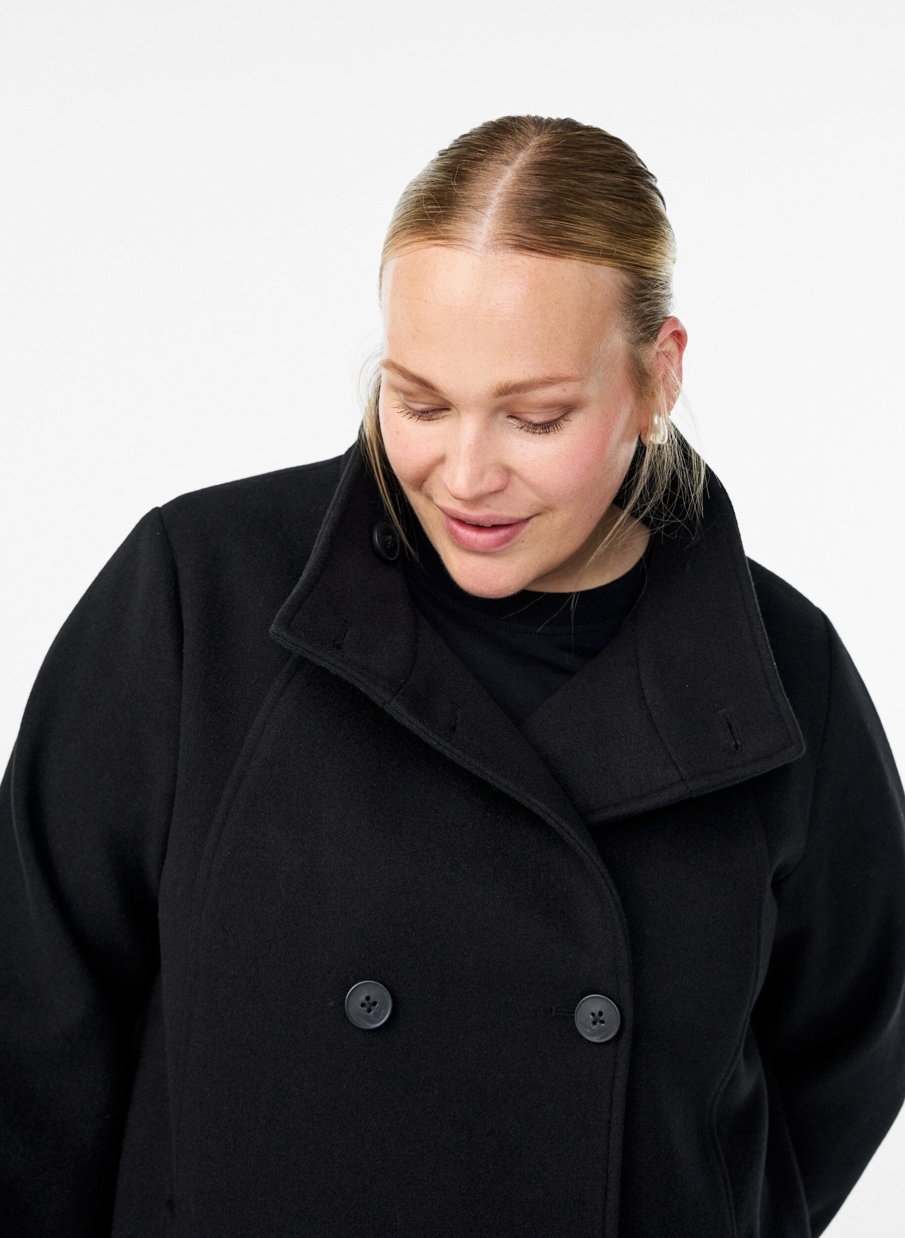 ZizziKort frakke med A-facon, Sort, Model image number 3