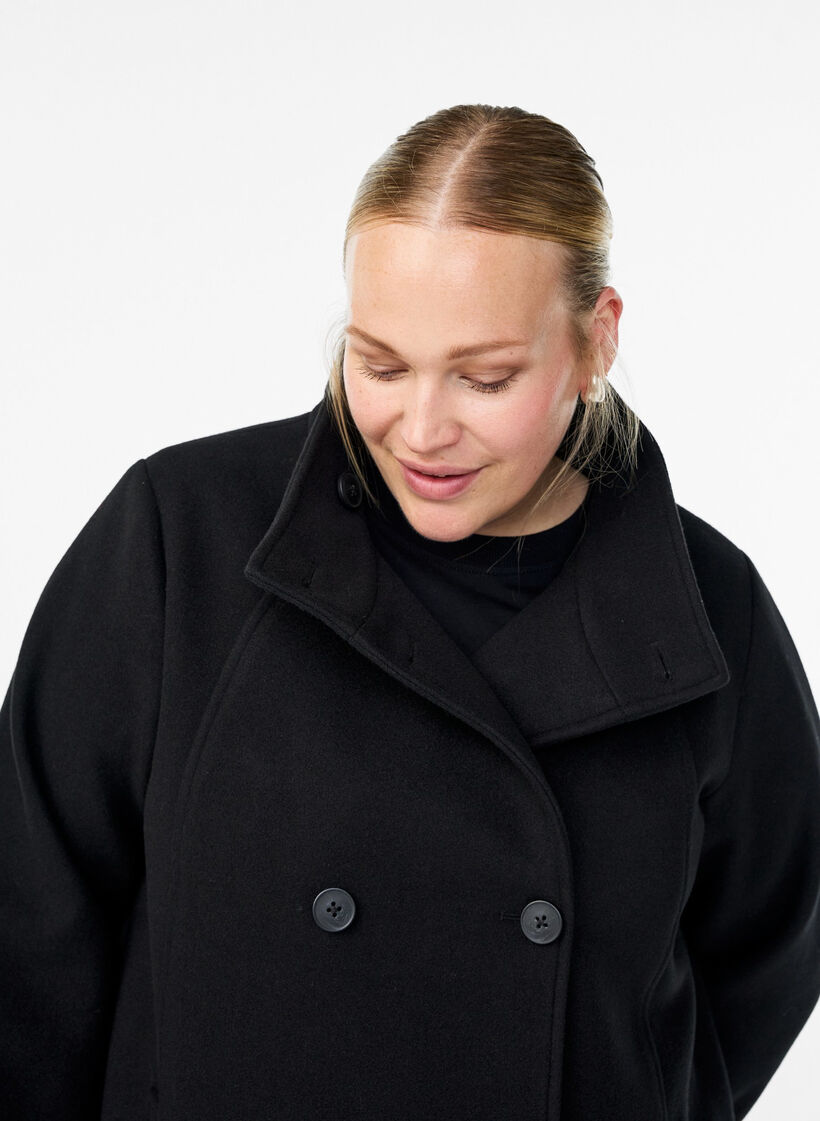 Kort frakke med A-facon, Sort, Model image number 3