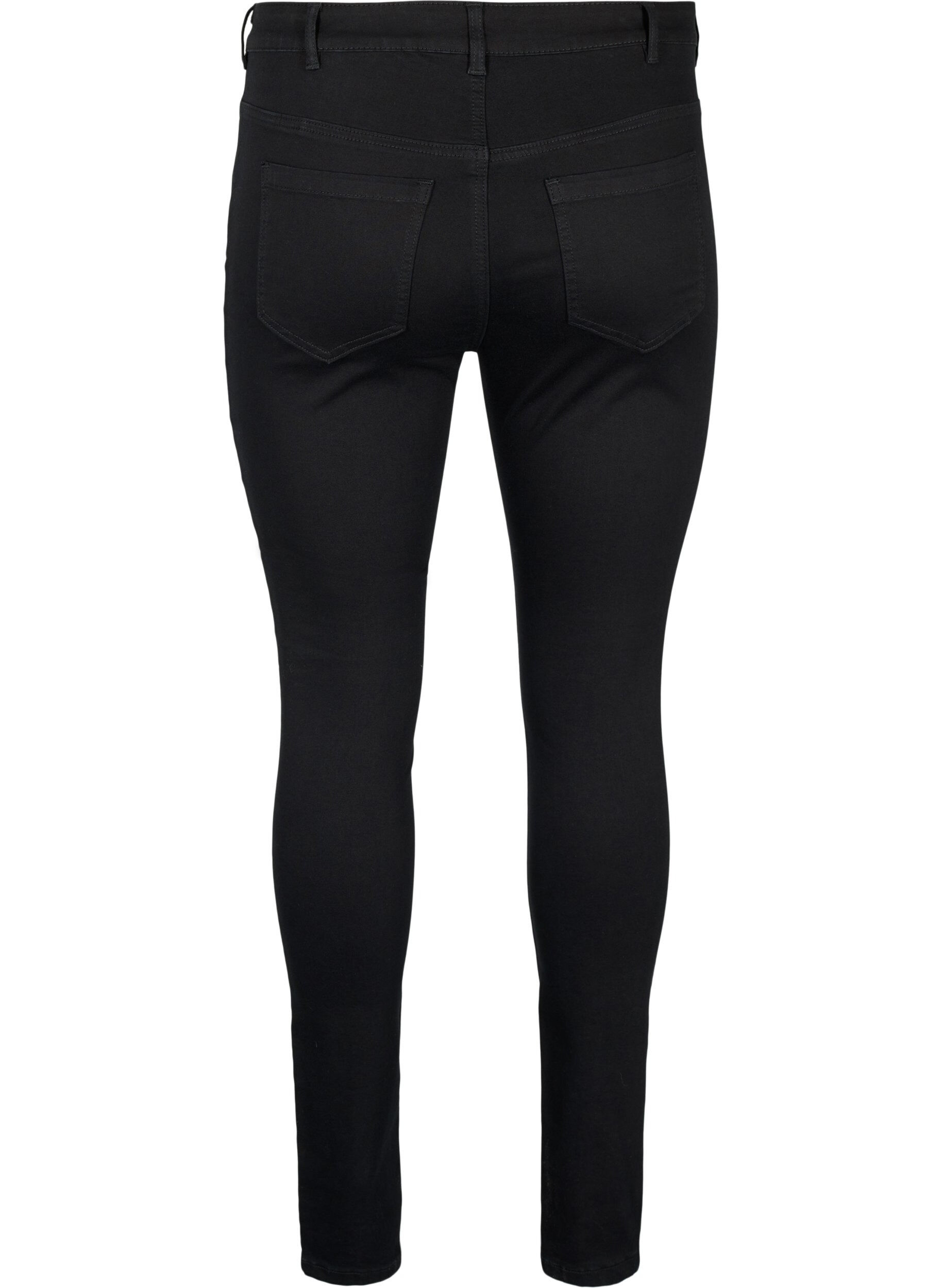 Zizzi H&oslash;jtaljede Amy jeans med similisten, Black, Packshot image number 1