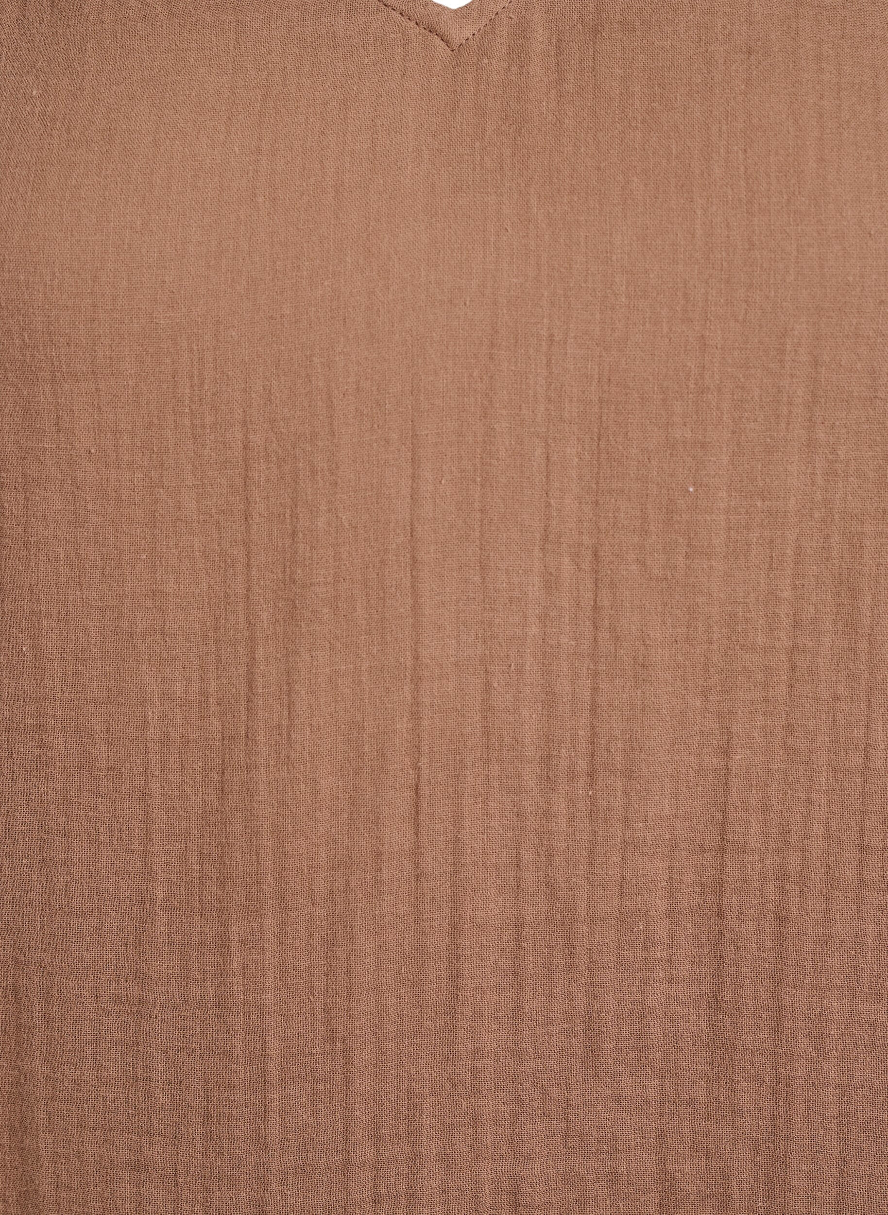 Zizzi&AElig;rmel&oslash;s top i bomuldsmusselin med fl&aelig;ser, Brun, Packshot image number 2