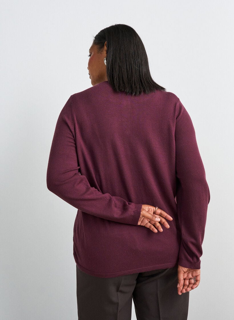 Cardigan med runde knapper, R&oslash;d, Model image number 2