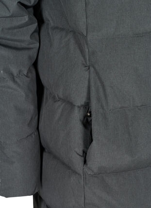 Lang puffer vinterjakke med hætte, Dark Grey Melange, Packshot image number 3