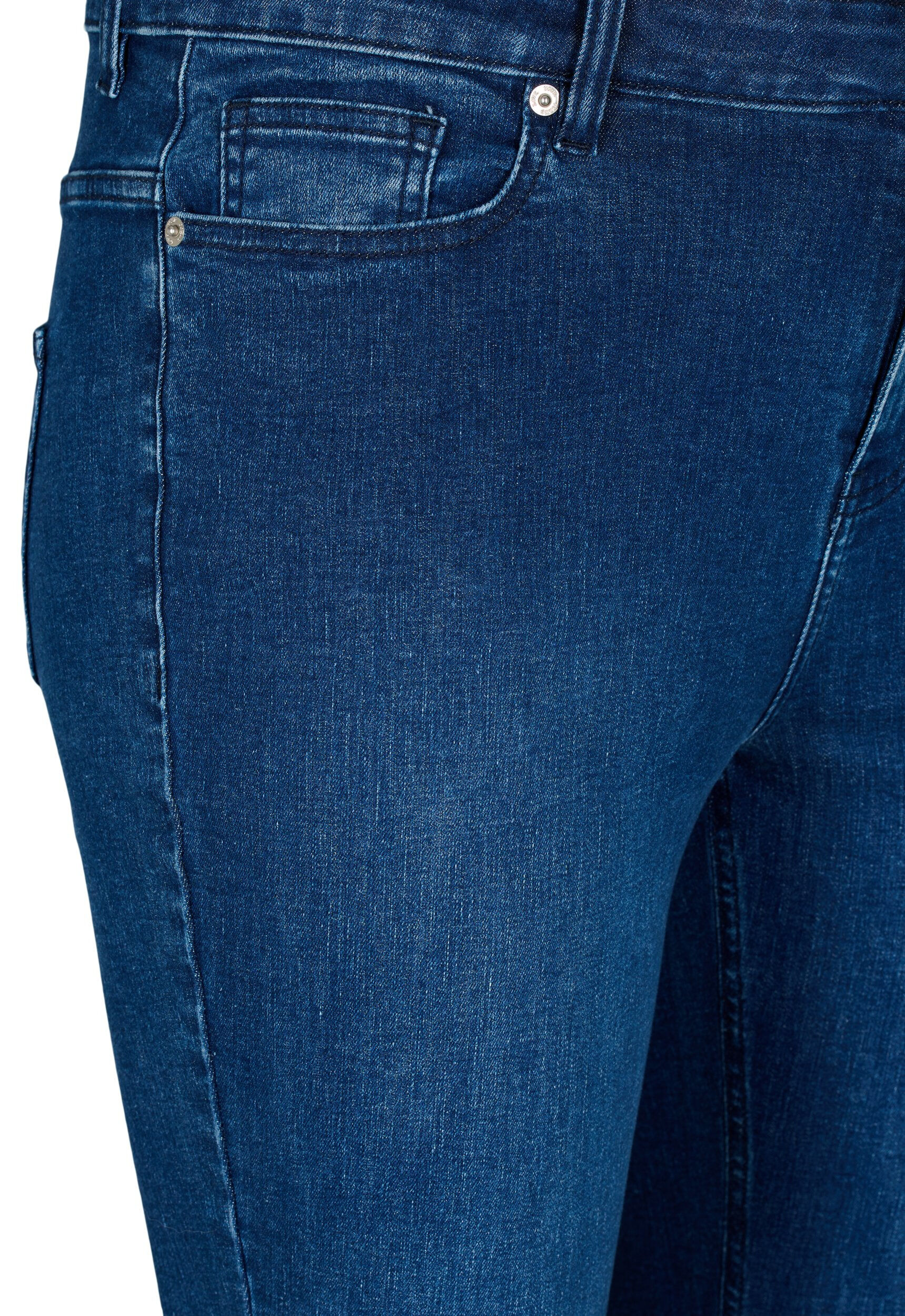 Zizzi Ellen bootcut jeans med r&aring; kant , Blue denim, Packshot image number 2