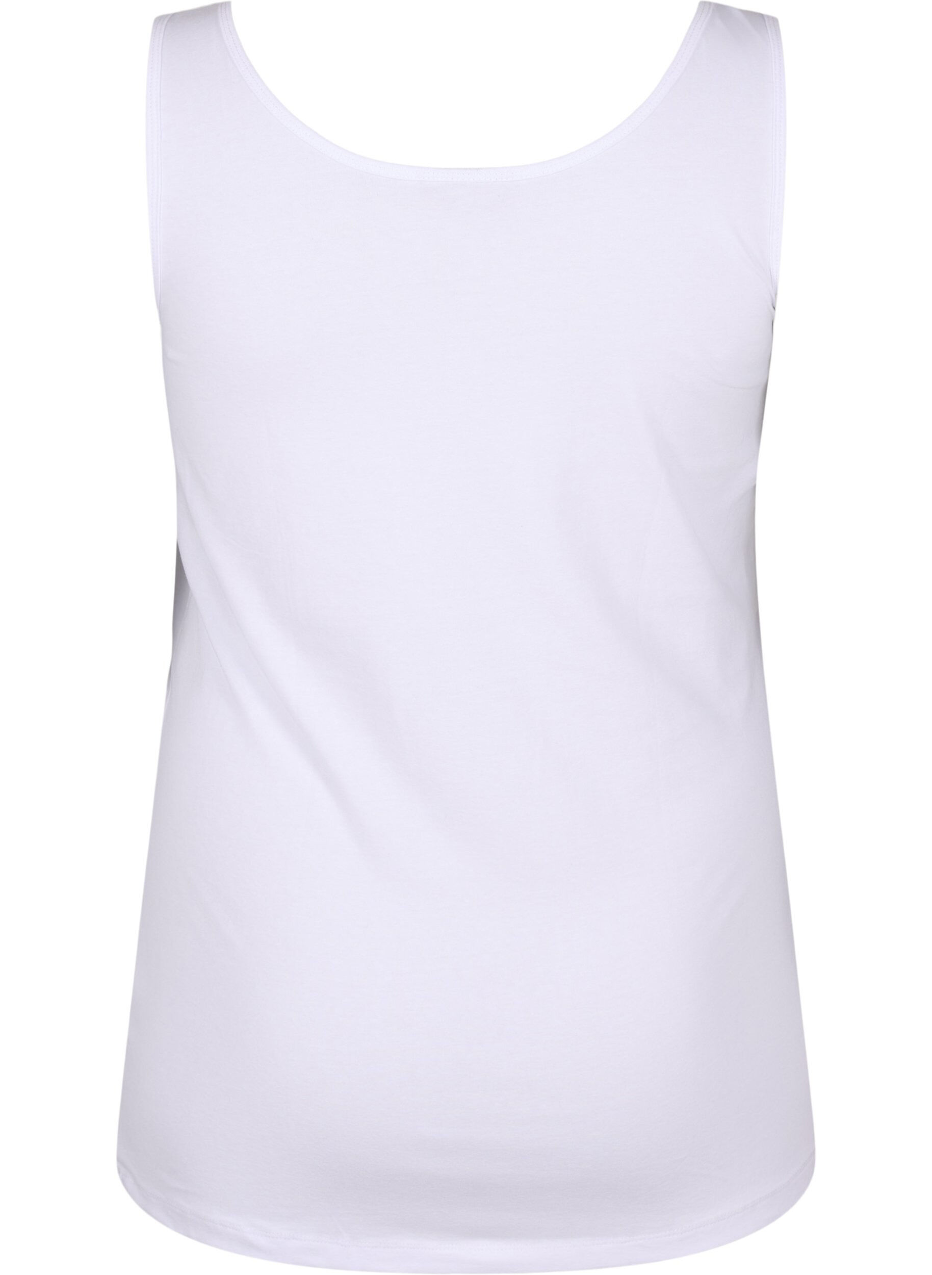 ZizziEnsfarvet basis top i bomuld, Hvid, Packshot image number 1