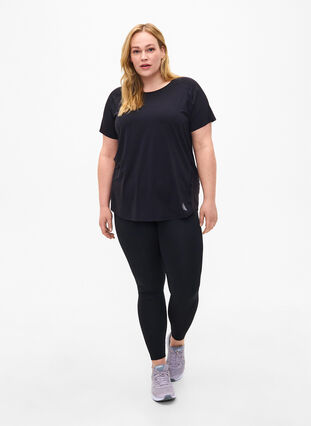Trænings t-shirt med mesh og refleksdetalje, Black, Model image number 2