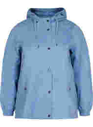 Kort parka jakke med hætte og justerbar bund, Blue Shadow