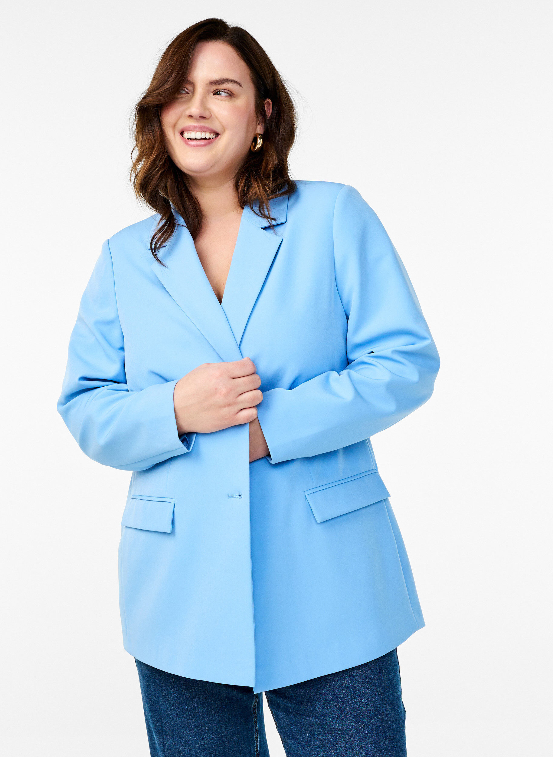 ZizziKlassisk blazer med knaplukning, Bl&aring;, Image image number 0