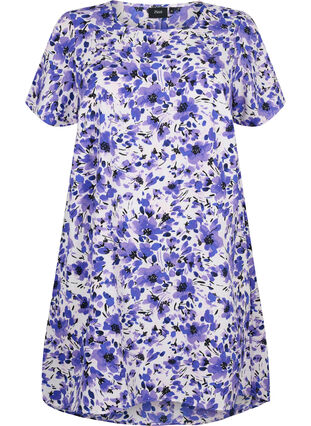Printet kjole med korte ærmer, Purple Small Flower, Packshot image number 0