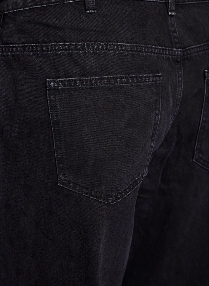 Straight fit jeans med bindeb&aring;nd, Sort, Packshot image number 3