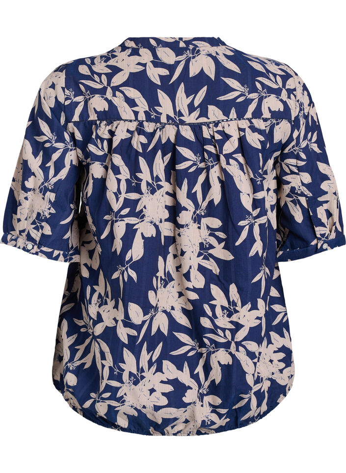 Bluse med print og 1/2 &aelig;rmer, Bl&aring;, Packshot image number 1