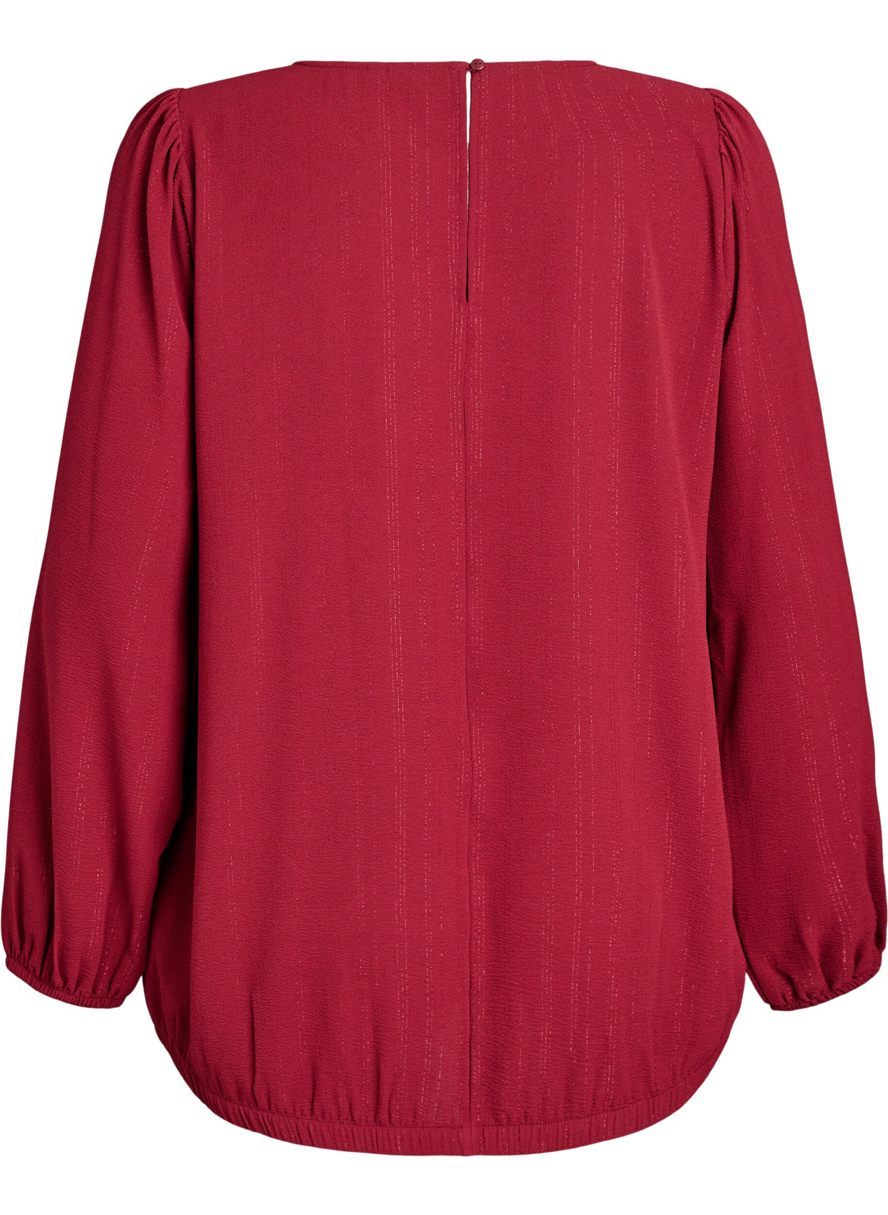 Zizzi Bluse med glimmer, M&oslash;rk Bordeaux, Packshot image number 1