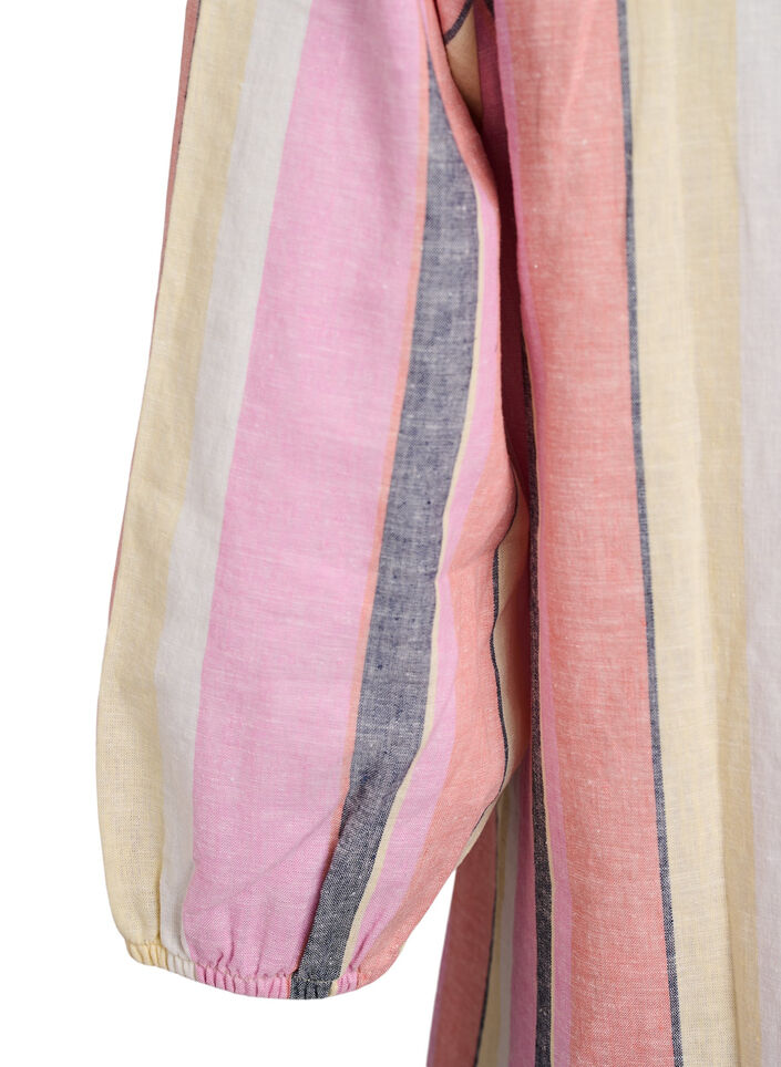 Kort kjole i h&oslash;r og viskose med 3/4 &aelig;rmer, Gul, Packshot image number 3