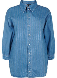 Denimskjorte med rhinesten, Light Blue Denim