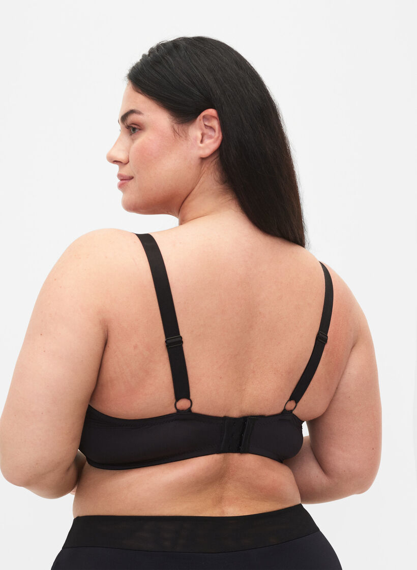 Blød bh med mesh og vatterede skåle, Black, Model image number 1