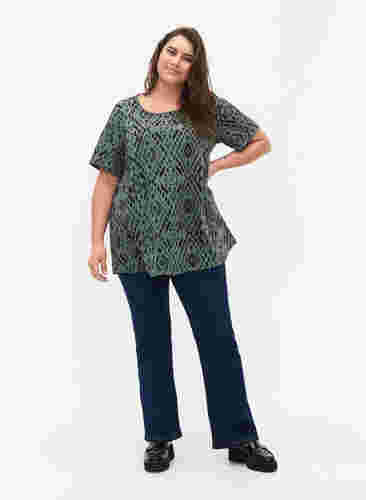 FLASH - Bluse med korte ærmer og print, Balsam Graphic, Model image number 2