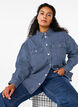 Stribet denimskjorte med brystlommer, Blue Denim Stripe, Model image number 2