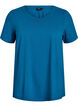 Ensfarvet basis t-shirt i bomuld, Bl&aring;, Packshot image number 0