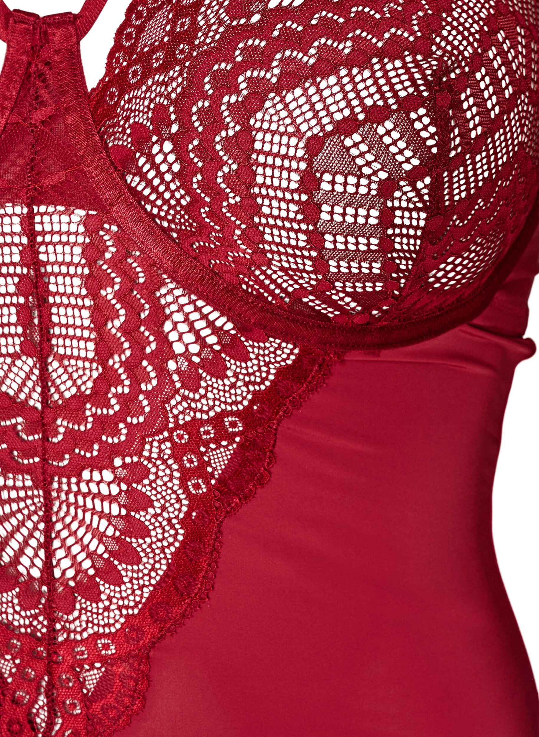 ZizziBlonde body med b&oslash;jle og stropdetalje, R&oslash;d, Packshot image number 2
