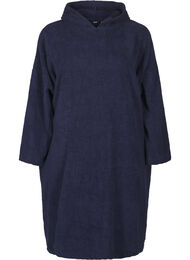 Frott&eacute; poncho med h&aelig;tte, Navy Blazer