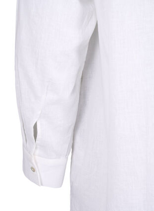 Lang skjorte i hør og bomuld, Bright White, Packshot image number 4