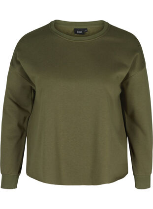 Cropped sweatshirt med rund hals, Ivy Green, Packshot image number 0