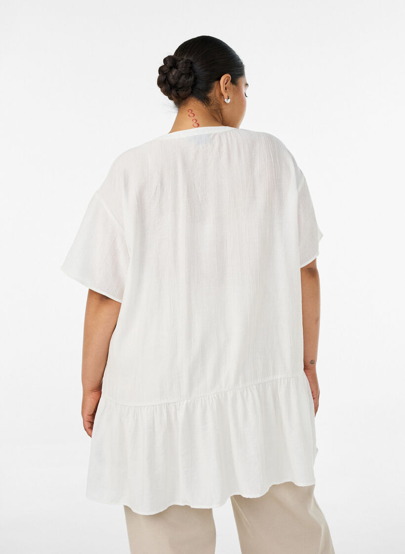 L&oslash;s tunika med kr&oslash;llet struktur og fl&aelig;sekant, Vanilla, Model image number 2