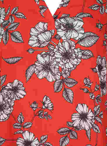 Langærmet viskosebluse med blomsterprint, Fiery Red Flower AOP, Packshot image number 2