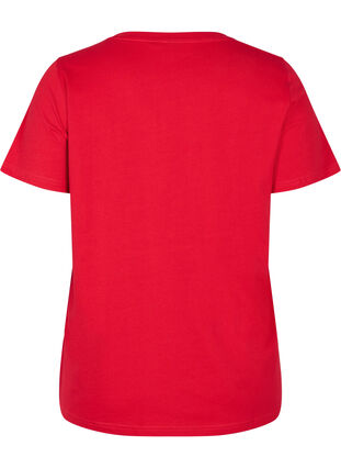 Jule t-shirt i bomuld, Tango Red Snowman, Packshot image number 1
