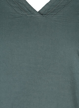 Kortærmet bomulds bluse med v-hals, Balsam Green, Packshot image number 2