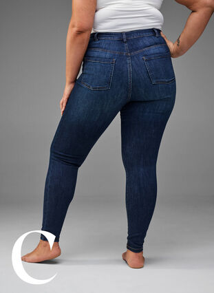 Super slim jeans med høj talje, Dark Blue, Model image number 7