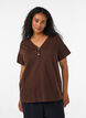 T-shirt med knapdetalje, Brun, Model image number 0