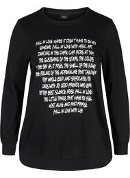 Sweatshirt med tekstprint , Black w. White AOP