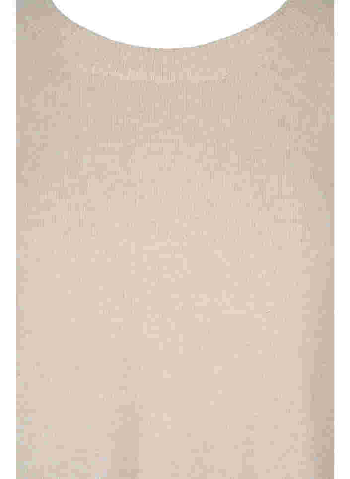 Meleret strikbluse med 3/4 ærmer, Pumice Stone Mel., Packshot image number 2