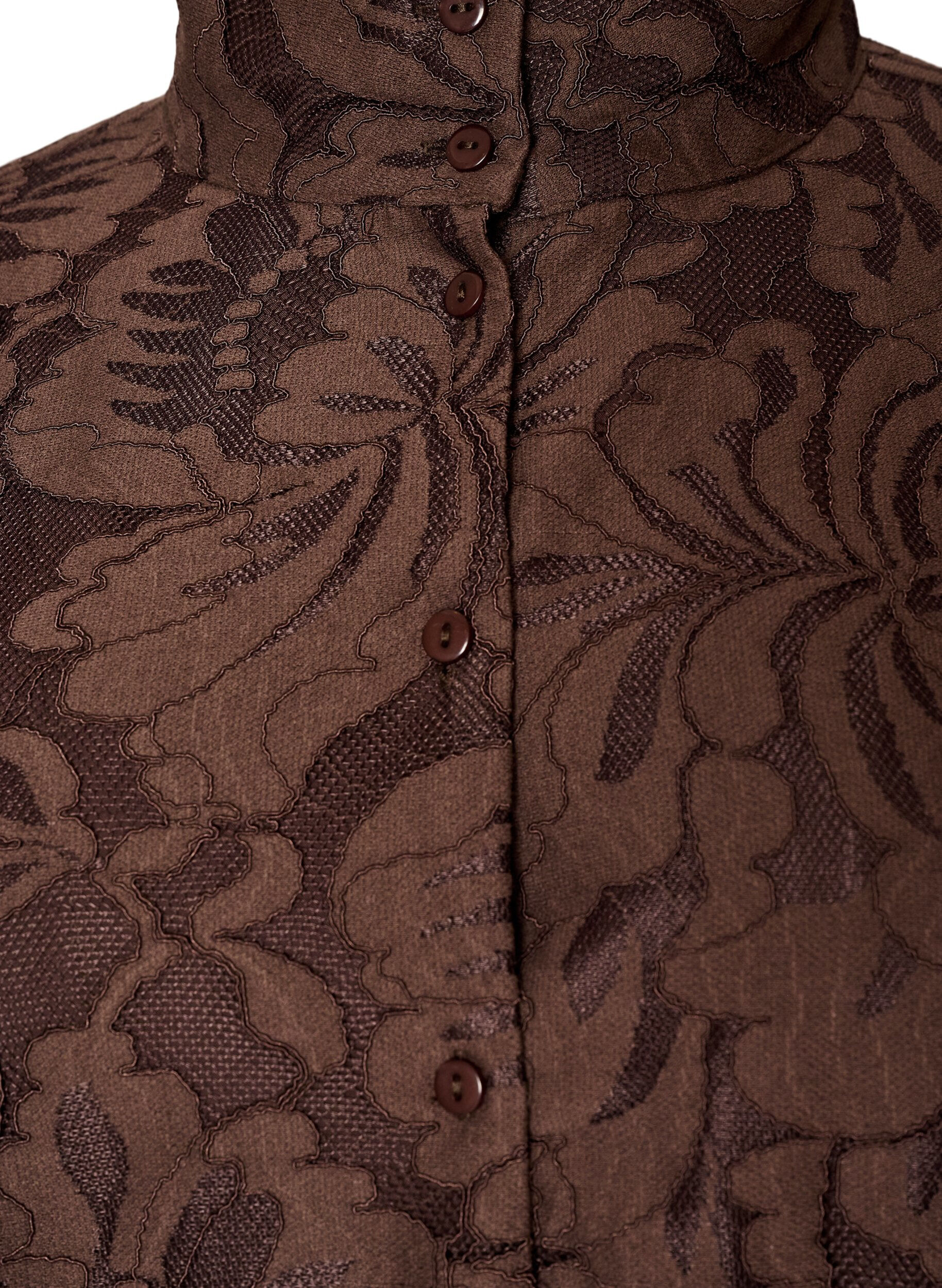 ZizziBomberjakke med blomsterjacquard, Brun, Packshot image number 2