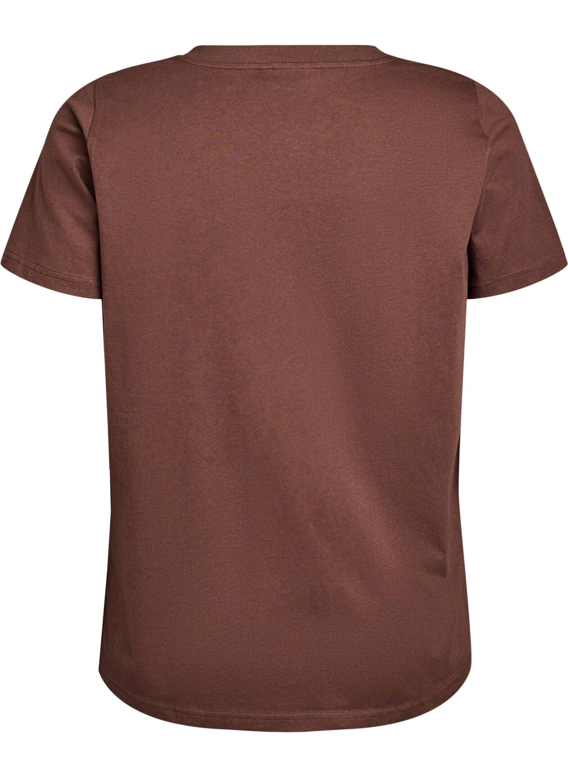 Zizzi Basis t-shirt i bomuld med V-hals, Brun, Packshot image number 1