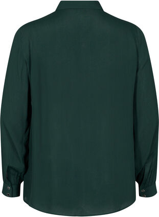 Viskose skjorte med knaplukning og flæsedetaljer, Scarab, Packshot image number 1