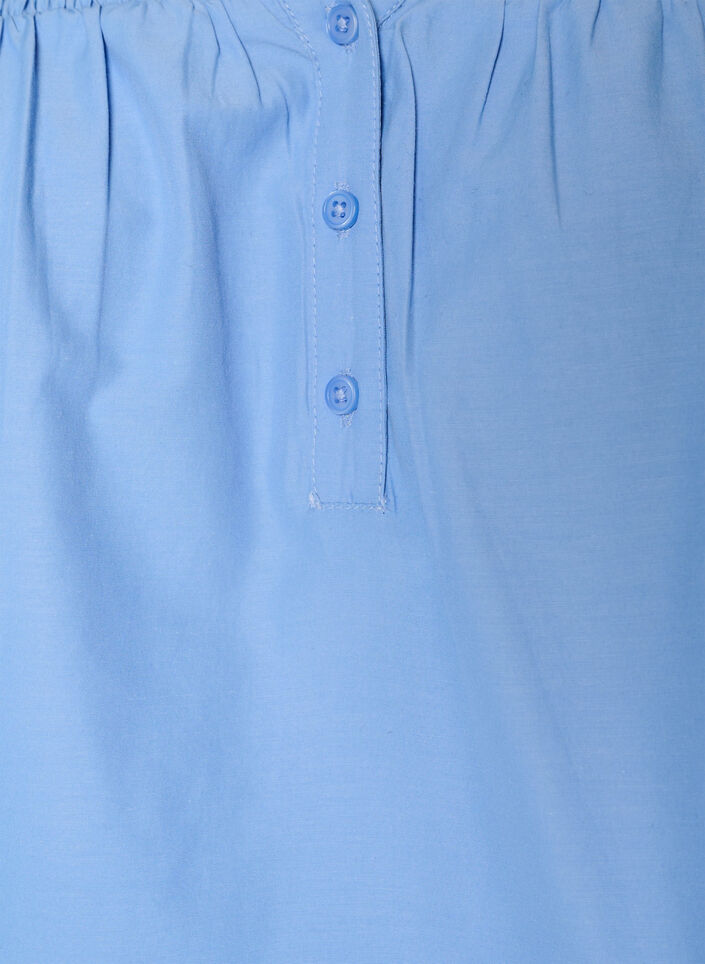 Bluse med smock og 3/4-&aelig;rmer, Bl&aring;, Packshot image number 2