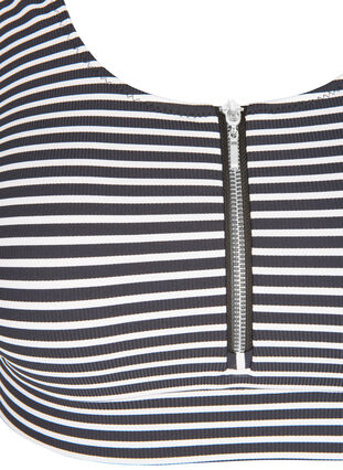 Stribet bikini top med lynlåsdetalje, Navy Striped, Packshot image number 2
