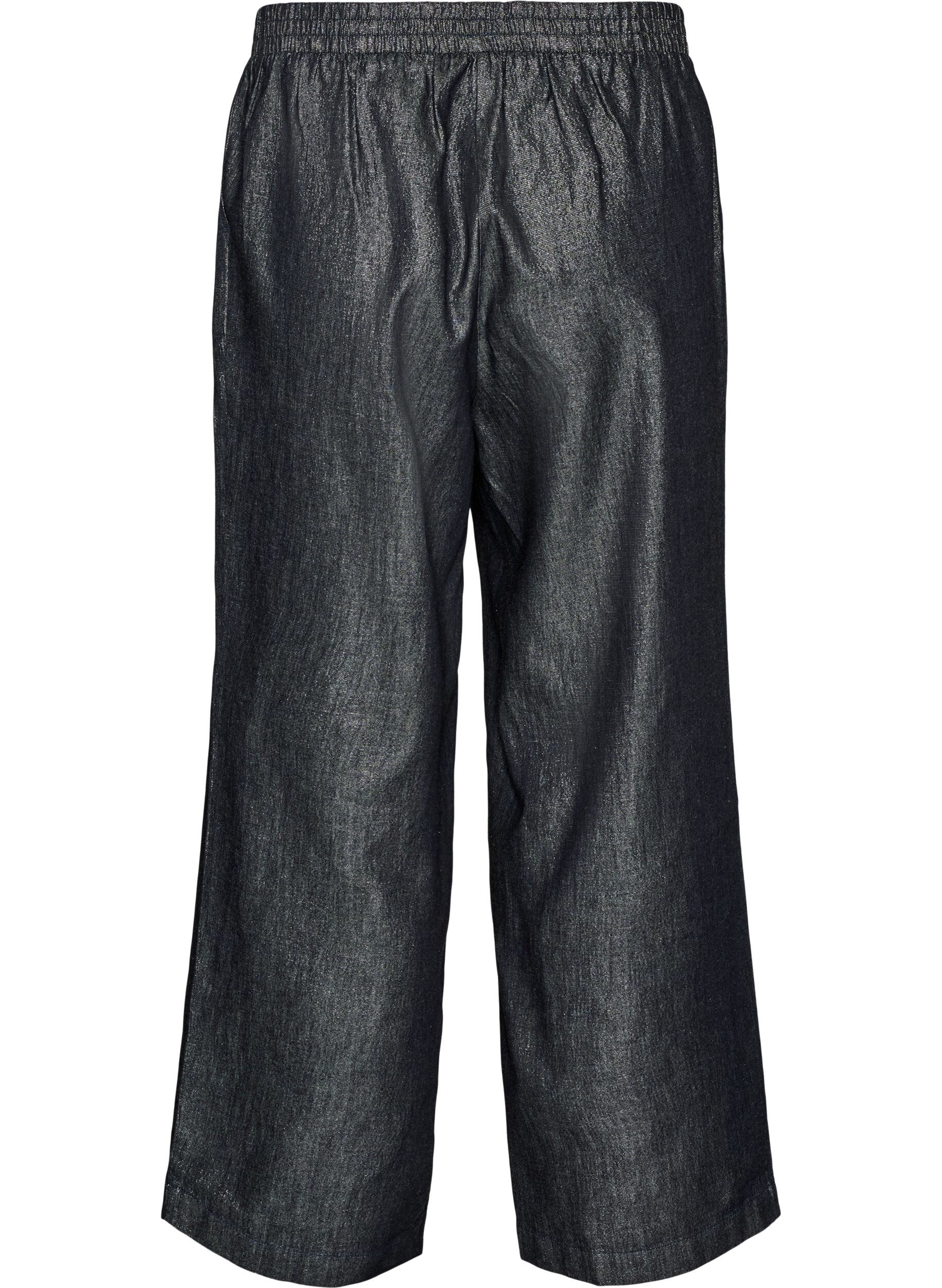 ZizziDenimbukser med glimmertr&aring;d og lige ben, Gr&aring;, Packshot image number 1