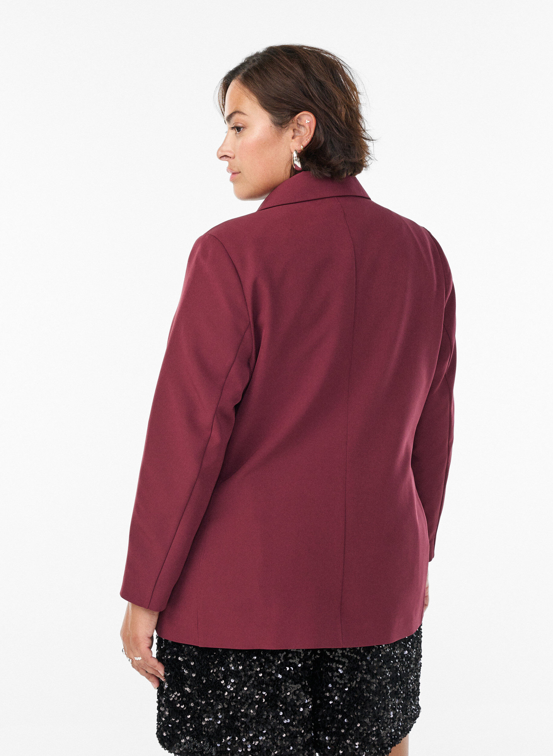 Zizzi Klassisk blazer med knaplukning, R&oslash;d, Model image number 2