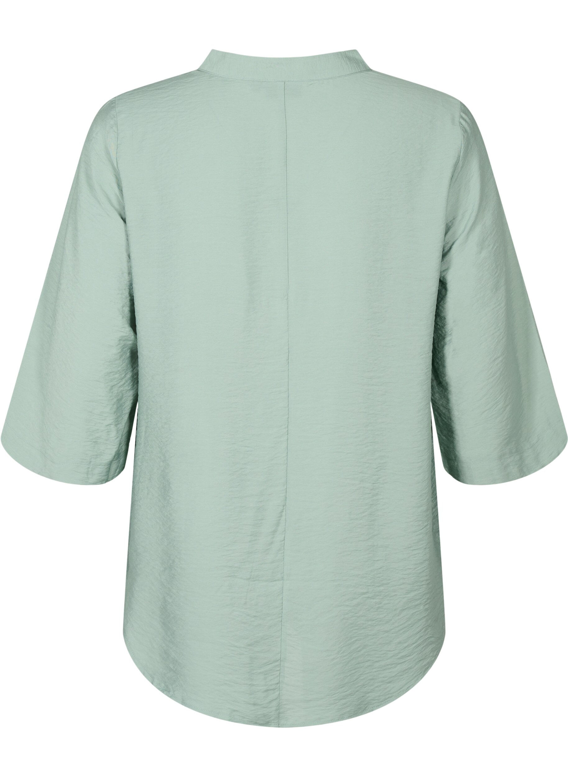 Zizzi Ensfarvet bluse med 3/4 &aelig;rmer, Chinois Green, Packshot image number 1