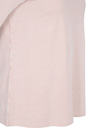Stribet bluse med 3/4 ærmer, Pecan Brown Stripe, Packshot image number 3