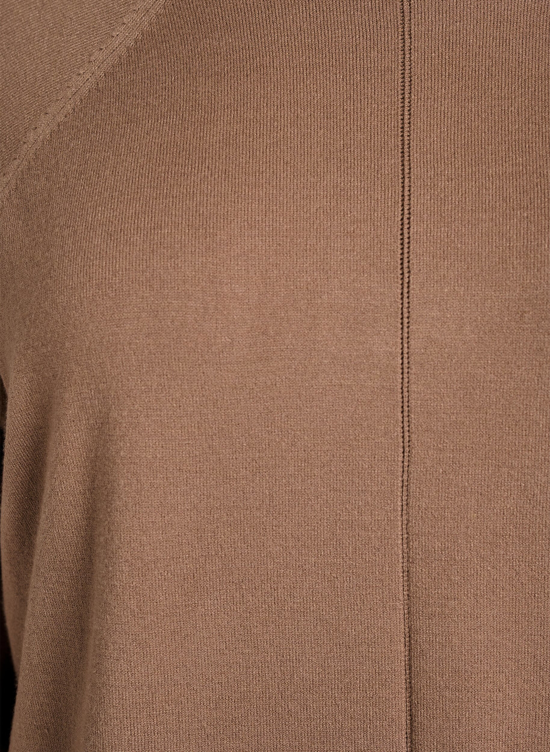 Zizzi Strikbluse med rund hals og strikket m&oslash;nster, Brun, Packshot image number 2